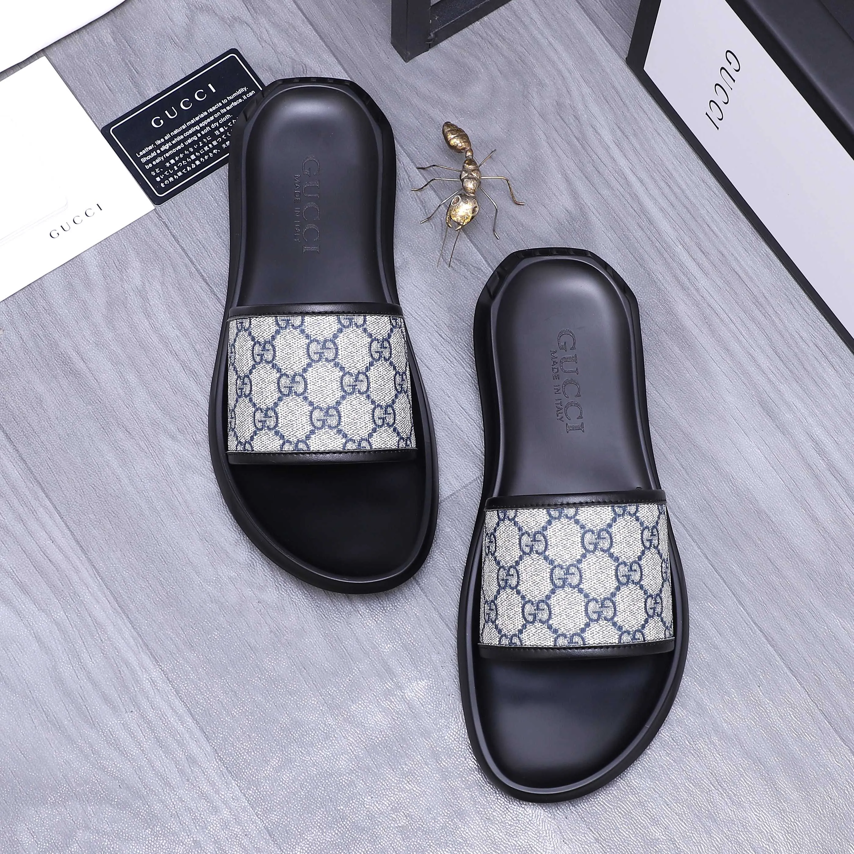 Men's shoes 💰280 Product trademark: GUCCI "Gucci" slippers Regular size: 38-44 (45.46 custom-made, non-returnable) Product materials: Selected cowhide printed upper, instep imitation leather lining, original outsole